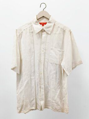 Vintage Sette Ponti Linen Shirt Men's L Cream Short Sleeve Lightweight